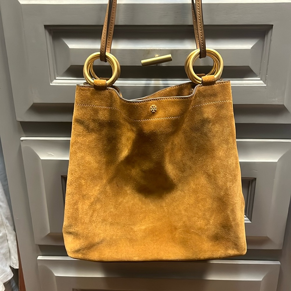 Tory Burch Farrah soft suede tote.